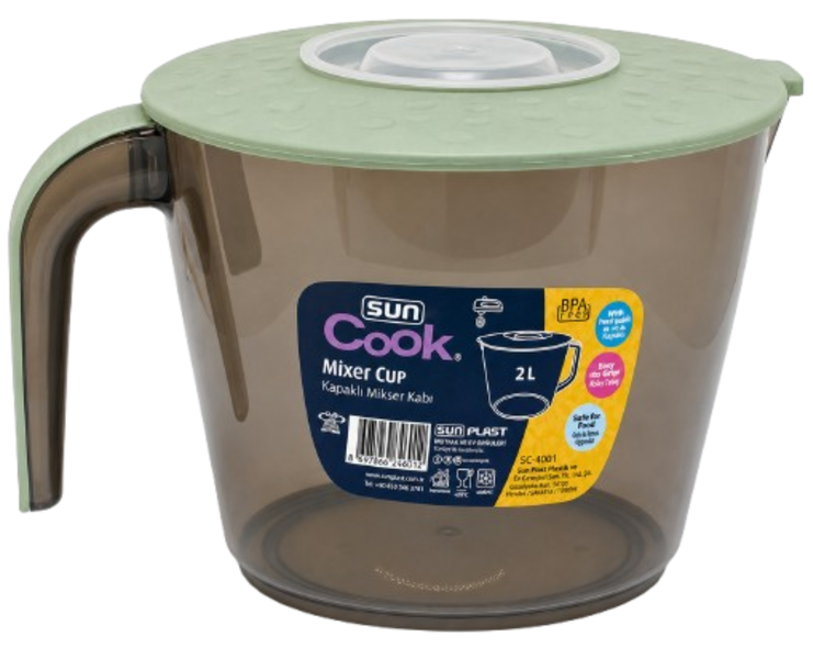 Sunplast 2L Mixer Cup with Lid - Large-Capacity (SC-4001)