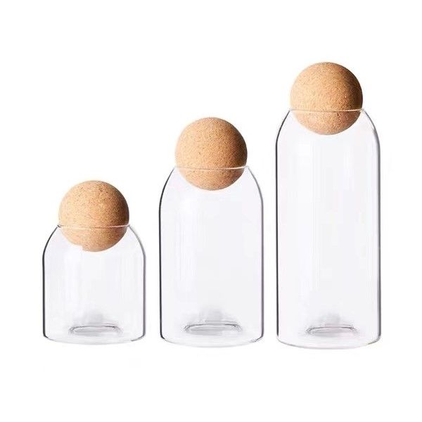 Storage Bottle with Round Cork- Set of 3