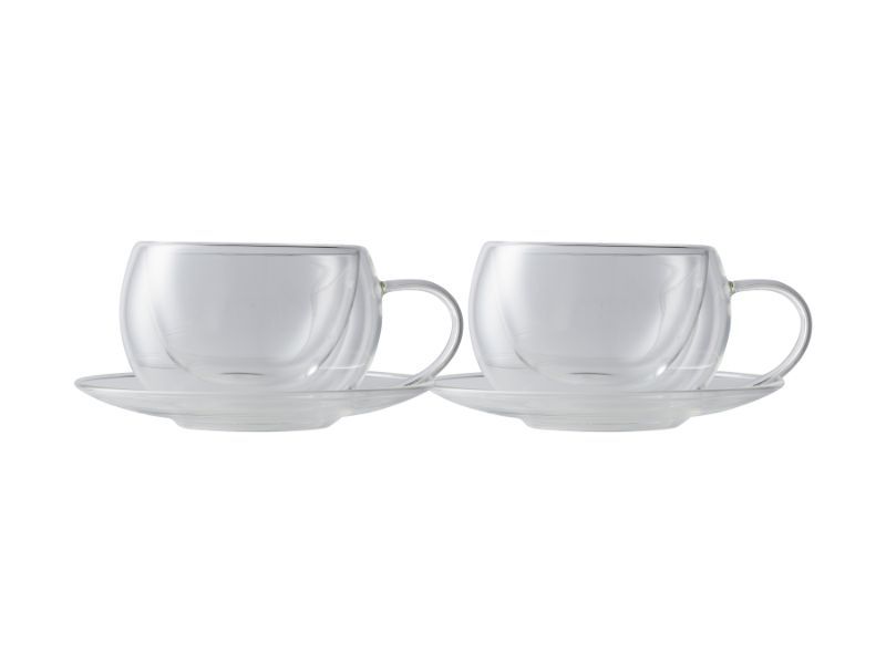 Maxwell and Williams Blend Double Wall Cup and Saucer 270ml - Set of 2