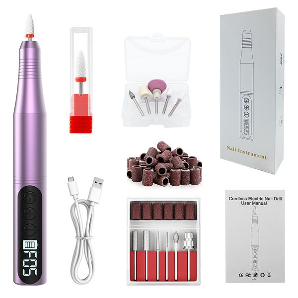 Portable Electric Nail Drill 18000RPM Cordless Low Noise