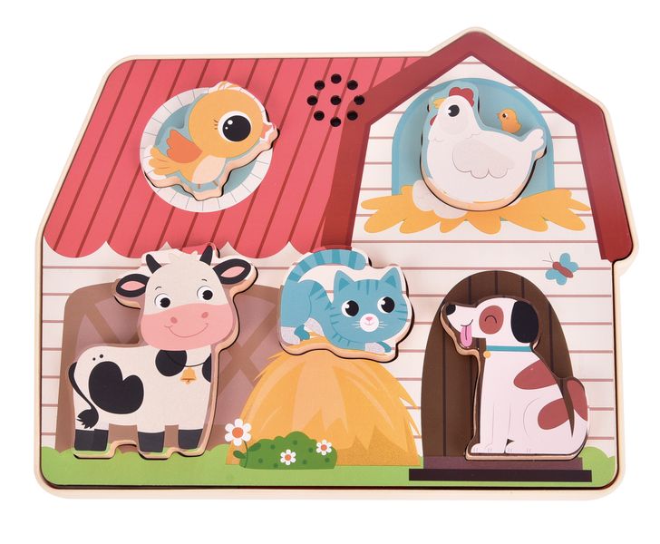 Wooden Educational Toy Farm Animals Sound Puzzle