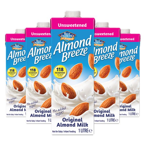 Almond Breeze Almond Milk Unsweetened - 5 x 1L