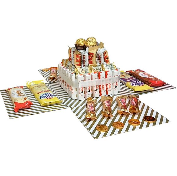 Golden Indulgence | Choc &amp; Snack Tower 2-Layer Explosion Box | Gift Hamper