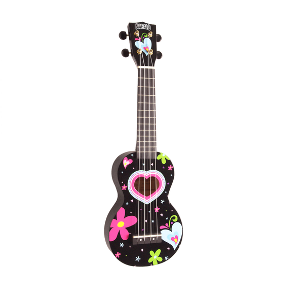 Mahalo Soprano Art Series Heart Design Ukulele - Black