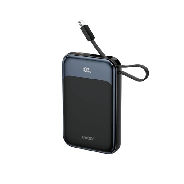 BWOO 10000mAh Magnetic Power Bank Built-In Charging Cable