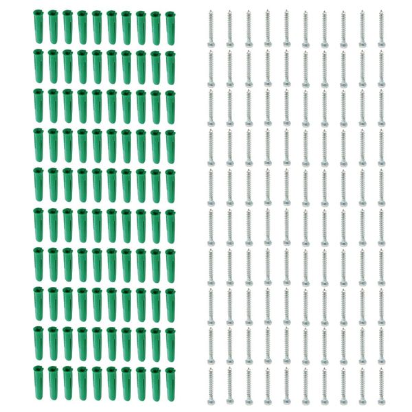 Space TV Steel Coach Screws with Wall Plugs - 100 Pack Each