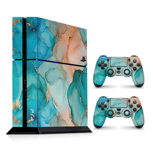 Decal Skin Compatible with PS4 - Vibrant Marbled Gold (Decal Only)