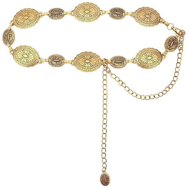 Woman Western Belt, Metal Concho Waist Belt, Fashion Cowgirl Chain Belt