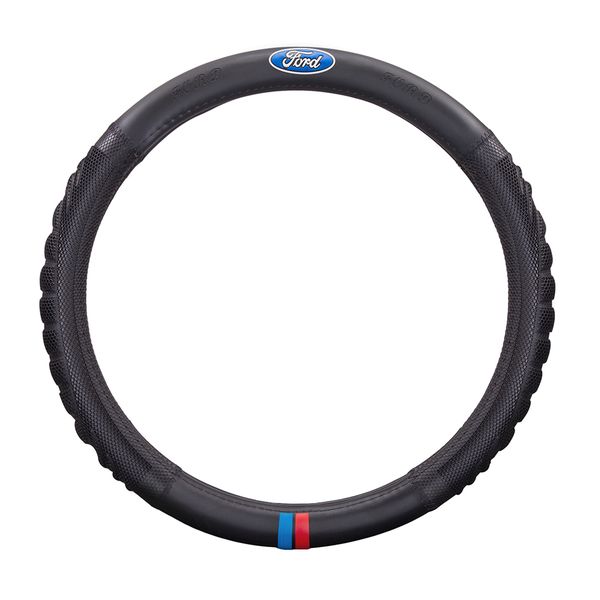 SH-SWC-002-FORD,Universal 3D Feel Non-Slip PU Leather Steering Wheel Cover