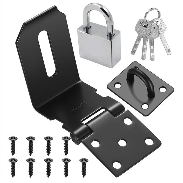 4 Inch 90 Degree Padlock Hasps, Stainless Steel Latch Lock Padlock Hasp wit