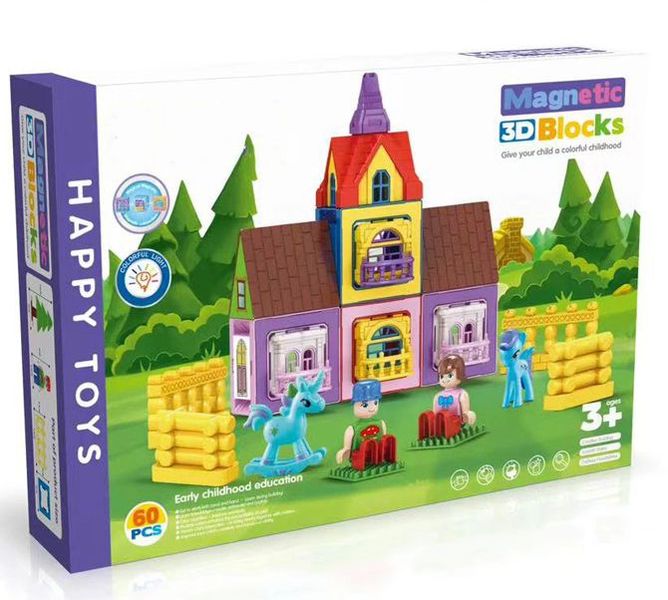 60 Pieces Magnetic Building Blocks House Construction Toy Set (B4858)