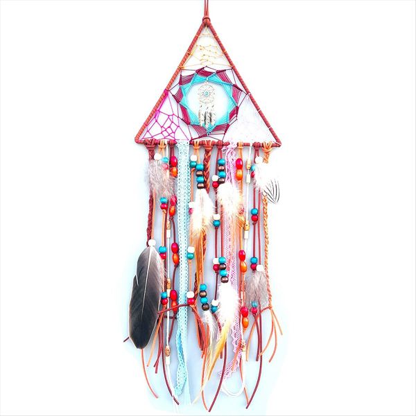 Dream Catcher Dreamcatcher With Feather Beads Turquoise Pendant-A