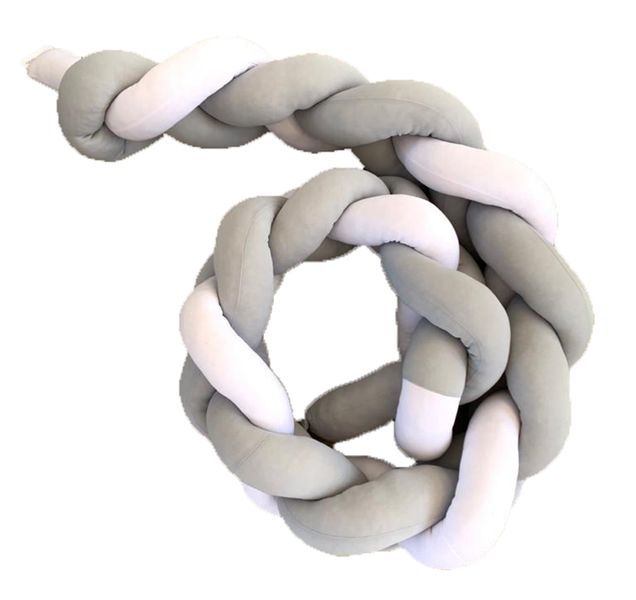 Braided Cot Bumper - Grey &amp; White 3m