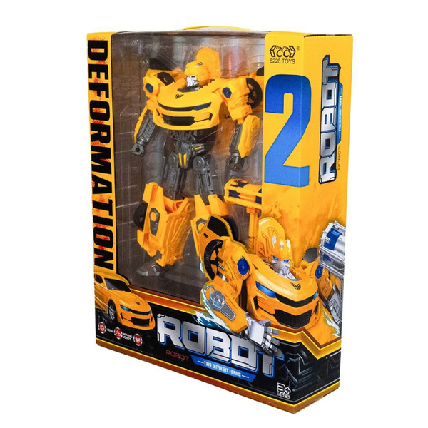 SamMag Transformer 30cm Fighting Robot with Weapon to Sports Car Yellow