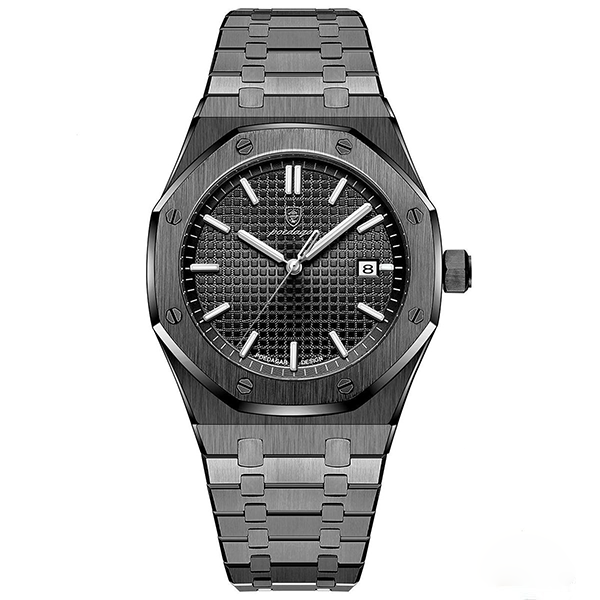 Platinum - Gun Steel Quartz Waterproof Luxury Men's Watch - Black