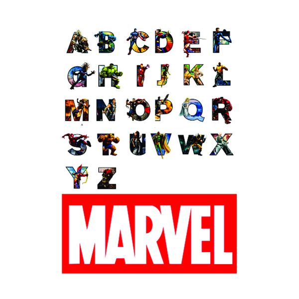 Alphabet Marvel Characters - A1 Poster