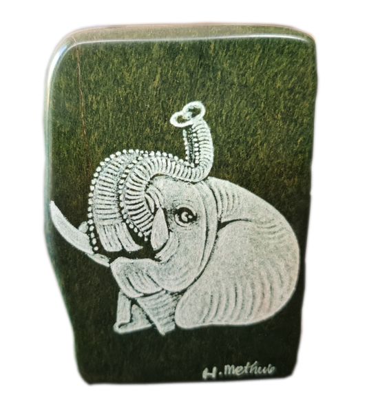 Verdite Elephant Trunk Hand Carved Green Stone