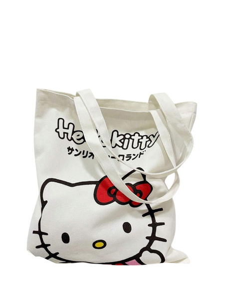 Pink Hello Kitty Kawaii Cute Line Shopper Tote Bag