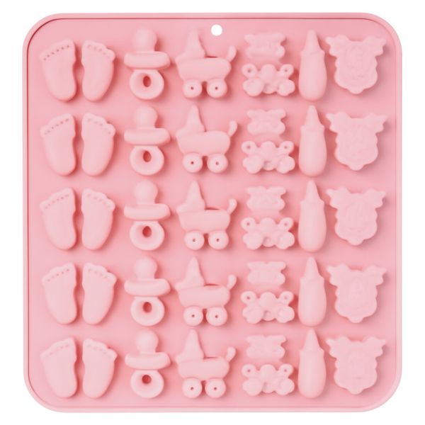 24-Cavity Cartoon Baby Silicone Molding Tray - Pink