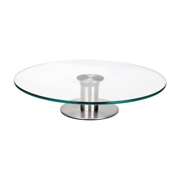 Cake Stand 32cm Round Rotating Glass Footed