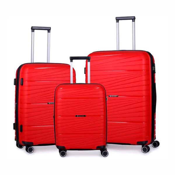Pierre Cardin Montpellier Trolley Luggage Spinner 3 Piece Set - Red