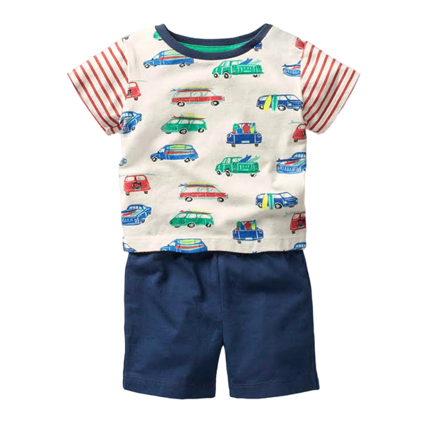 Little Leila - Boys Car Set - Navy/White