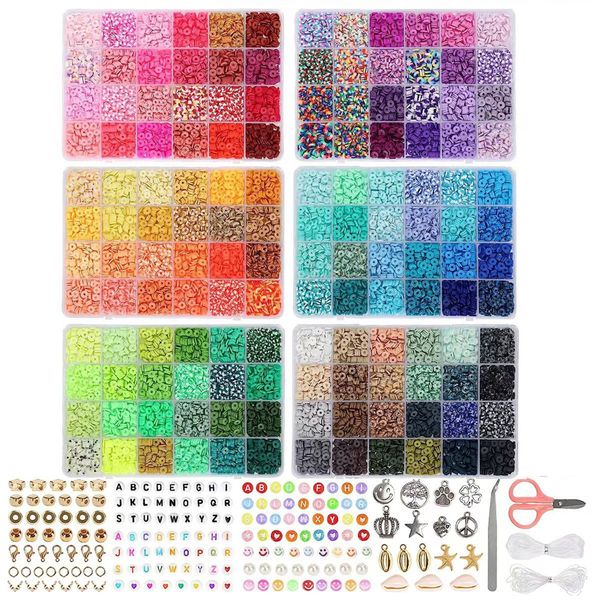 Clay Beads Making Kit,144 Color DIY Flat Preppy Beads for Jewelry Making