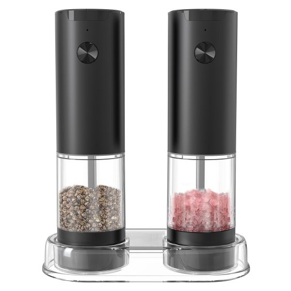 2 Pack Electric Spice Grinder with Stand LED Lighting Salt and Pepper Mill