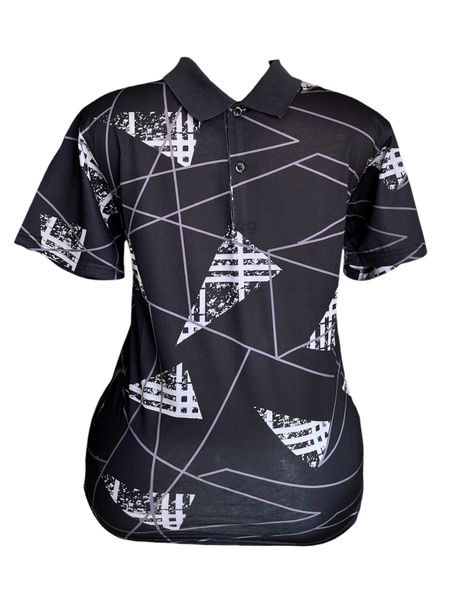 Men's Short Sleeve Graphic Golf Shirt - Black &amp; Grey