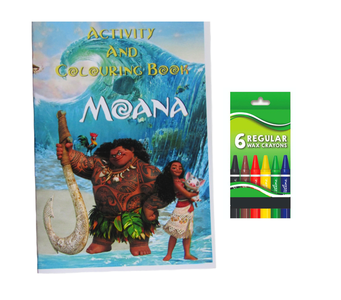 Moana Activity and Colouring Book A5 plus 6 Wax Crayons