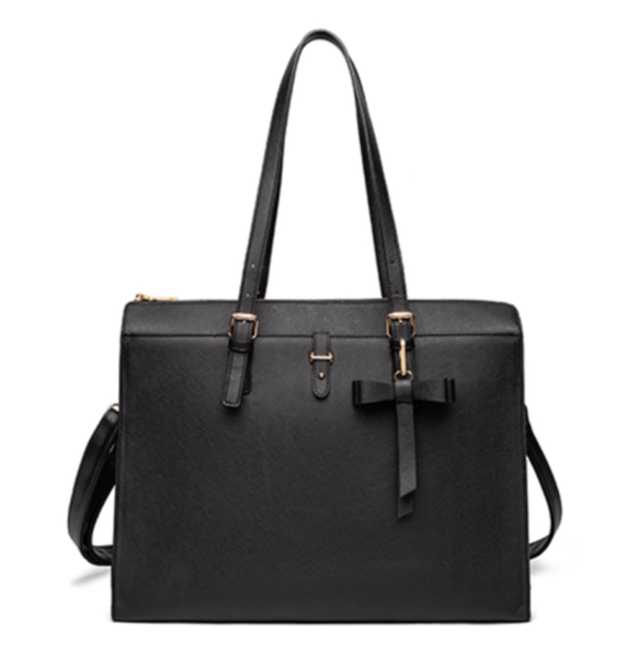 Large PU Leather Women Briefcase Laptop Bag with USB Charging-Super