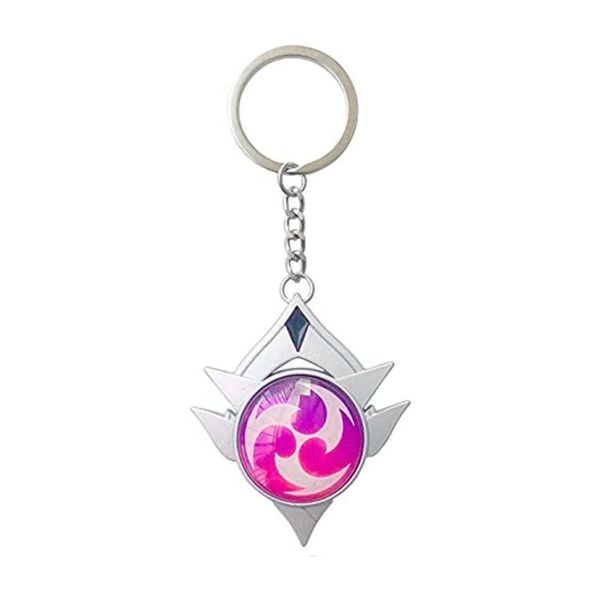 Genshin Impact Gold Game Keychain - Purple Element Metal Charm