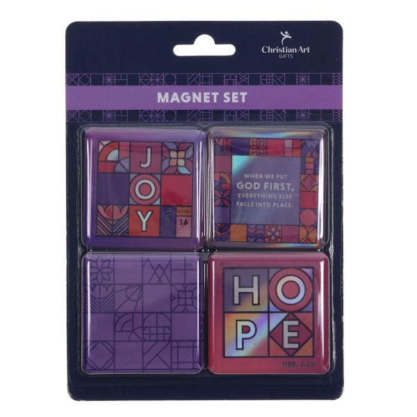 Magnetic Set - Crossword, Four-Piece, Purple and Pink