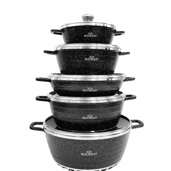 10 Piece Non Stick Pot Set -Black
