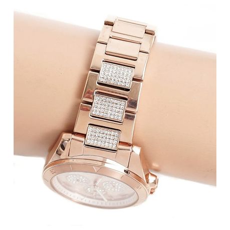 Michael kors rose gold watch with swarovski on sale crystals