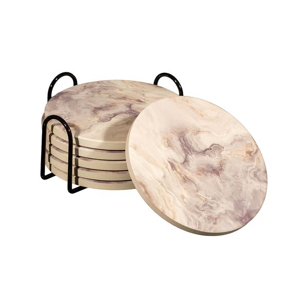 Ceramic Coasters with Premium Finish &amp; Cork Base (Set of 6)
