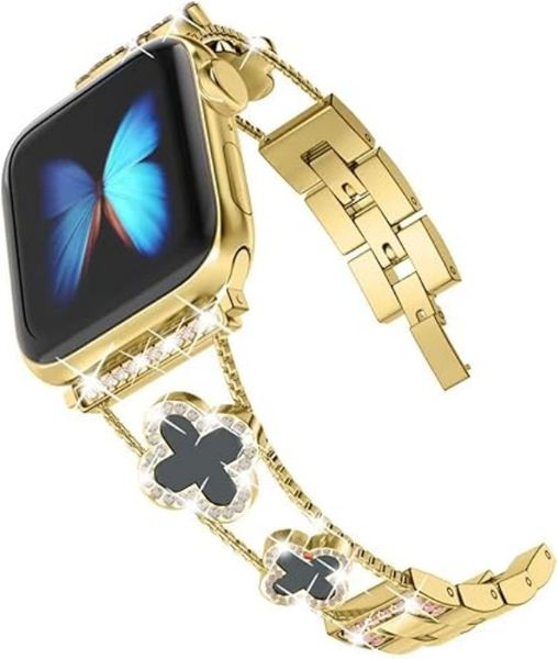 Women's Clover Watch Compatible with Stainless Steel Apple (Series 1/2/3)