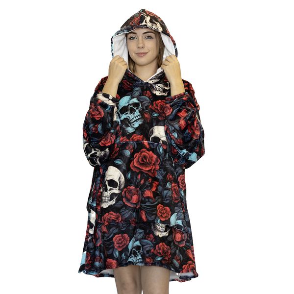 Skulls &amp; Roses Hoogy - Oversized Blanket Hoodie