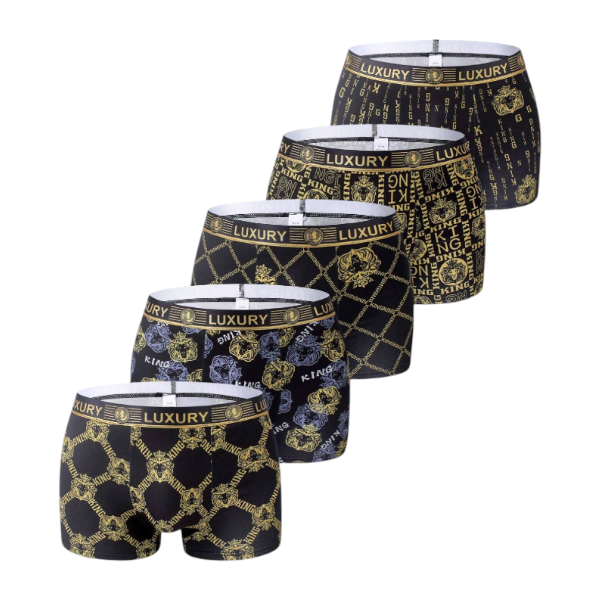 5 Pack Men's Luxury Boxer Briefs - Medium - Black/Gold