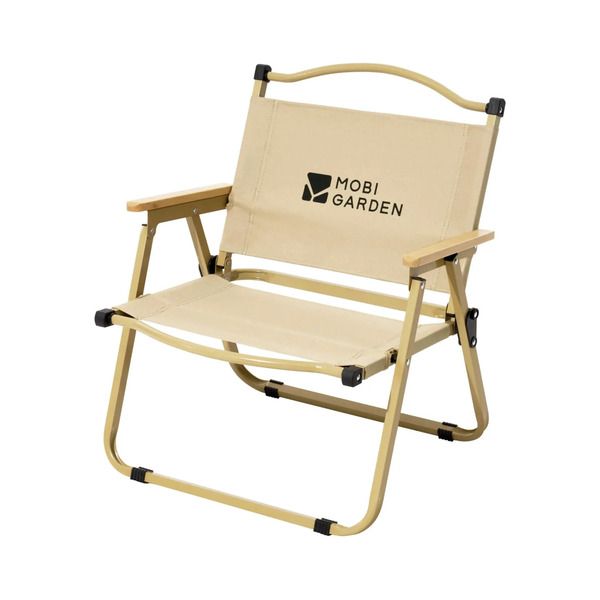 Mobi Garden Folding Camp Chair - Steel Frame, Canvas Seat &amp; Beech Armrests