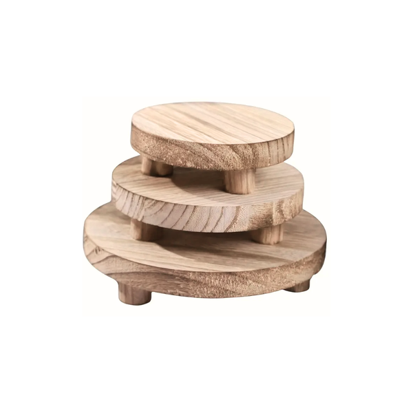 Bestby - Rustic Wooden Plant Display Stands for Indoor Décor &amp; Plants 3Pack