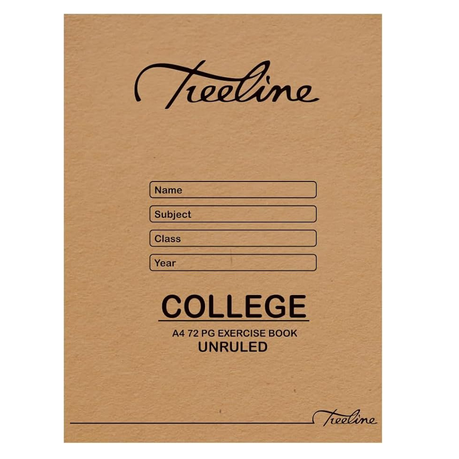 Treeline A4 72 Page College Unruled Exercise Book 10-Piece Set Image