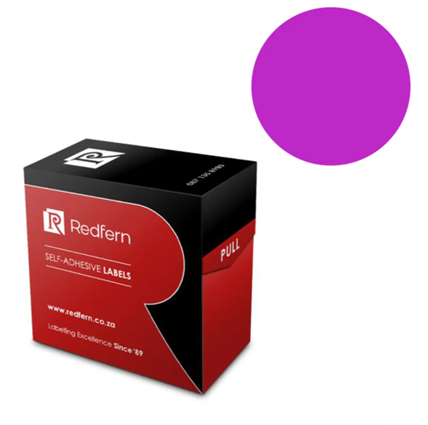 Redfern - Round Colour Coded Self Adhesive Labels Roll 25mm Box 125 C25 x 4