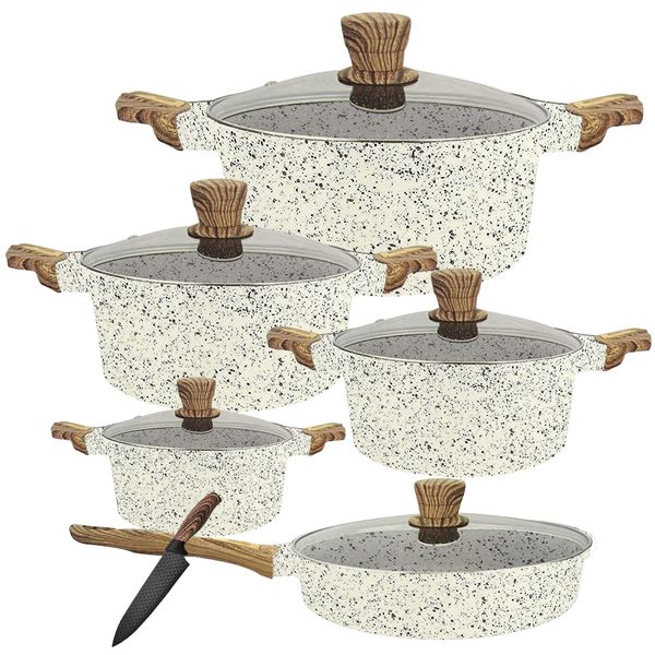 11 Piece Set - Hot Selling Nonstick Marble Die-Casting Cookware Set