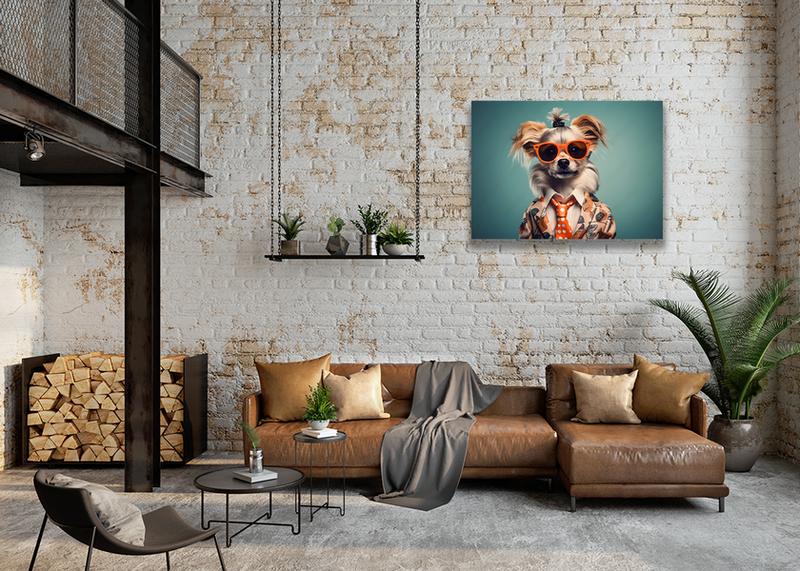 Stylish Dog Posing As Supermodel In Blue image