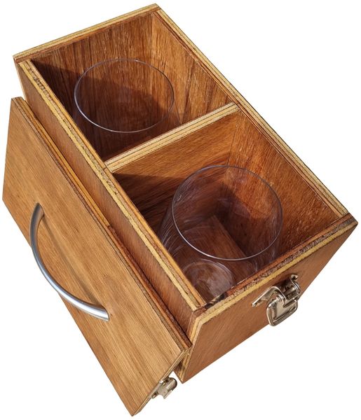 Brown Plywood cm Holder with Stemless Glasses