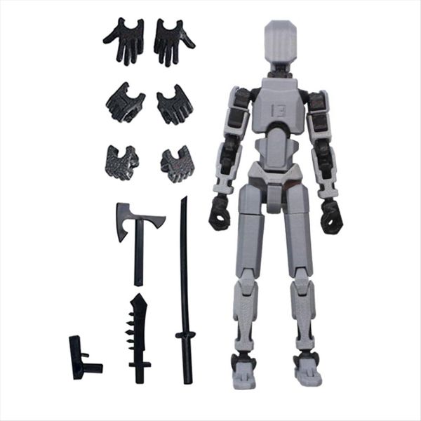 Robot Action Figure 3D Printed with Full Articulation Yellow