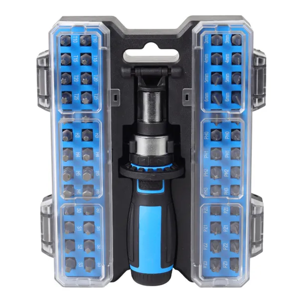 Professional 53-Piece Ratchet Screwdriver Set with Multi-Bit Heads