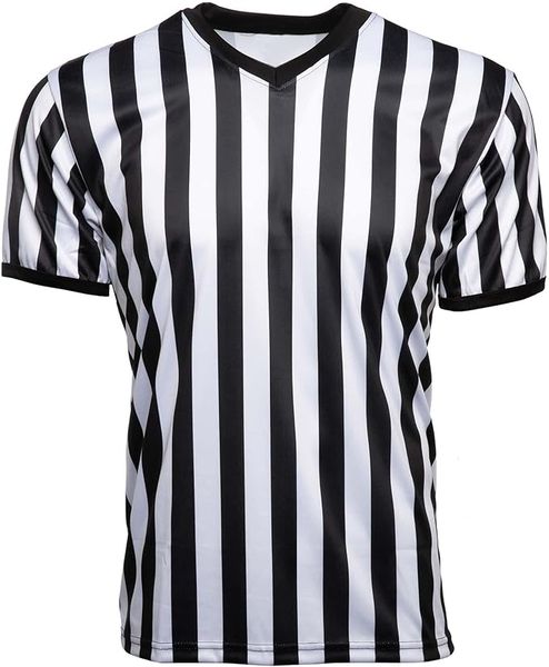 Men Referee Shirt, Official Black Stripe Ref Umpire Jersey Uniform