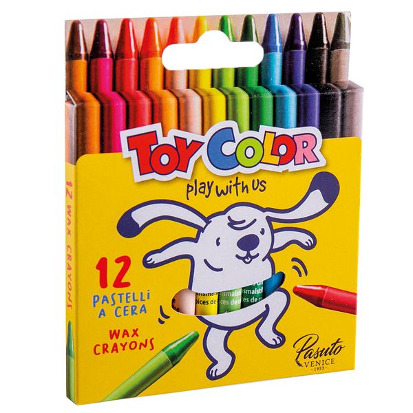 Toy Color - Junior Wax Crayons - Non-Toxic - 12 Pack Box, 8mm
